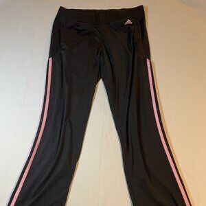 Adidas Sweatpants Womens Medium Black Pink Side Striped Straight Training Yoga